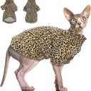 Sphynx Cat Sweater Leopard Hairless Cat Clothes Sweater Shirt Soft Warm Long Sleeves Pullover Pet Clothes Pajamas Dog Cloth for Small Dogs Jumpsuit Pet Sweaters (Leopard, Large)