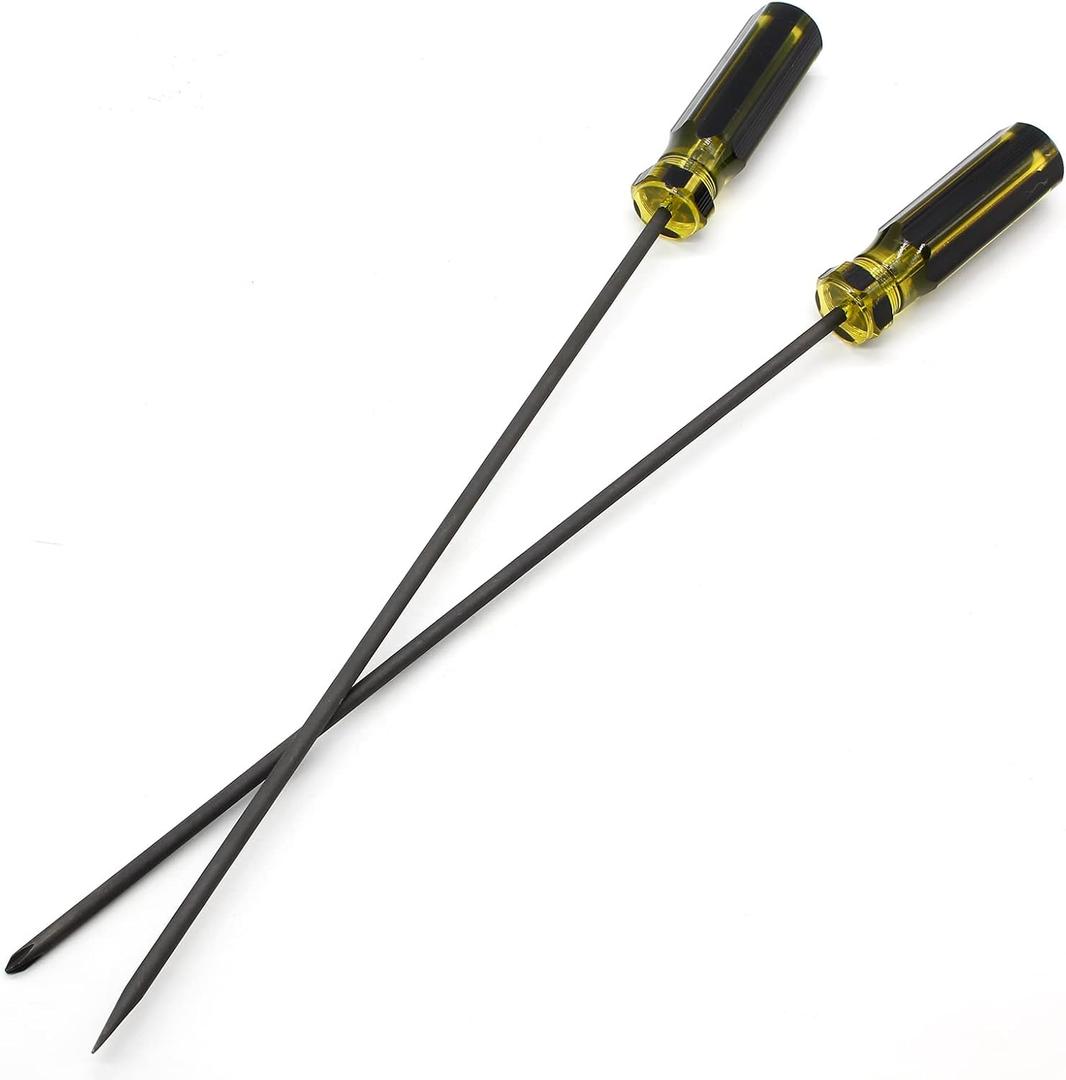 Long Screwdriver Set, 39cm / 15.4 Inches Phillips Screwdriver and Slotted Screwdriver, Flat Head and Magnetic Tip Cross Head Screwdriver Set(2Pcs)