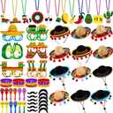 Fovths 72 Pieces Mexican Fiesta Party Supplies Mexican Party Favors Include Fabric Straw Sombrero Headbands Necklaces Eyeglasses Mustaches Plastic Maracas Silicone Bracelets Cinco De Mayo Party Decor