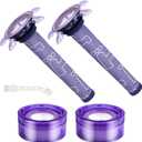 4 Pack V8 Vacuum Filter Replacement Kit Compatible with Dyson V8 New Version SV25/Dyson V7 New Model SV37, 2 Pre-Filters and 2 Post-Filters Compare to Part # 965661-05