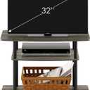 Furinno Turn-N-Tube No Tools 3-Tier Entertainment Center TV Stand for TV up to 32 Inch, Plastic Round Tubes, French Oak Grey/Black, 32-Inch Plastic Poles