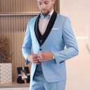 Men's Tuxedos 3 Piece Suit Set Slim Fit Double Breasted Suit Men Wedding Prom Tuxedo with Bow (Royal Blue)