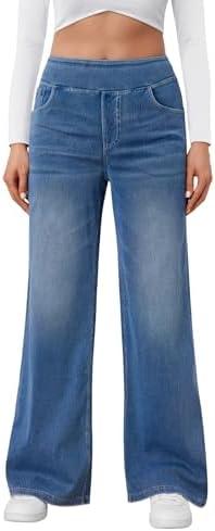 Trendy Queen Jeans for Women Wide Leg High Waisted Stretchy Straight Baggy Jeans Fashion Denim Fall Pants 2025 , size large