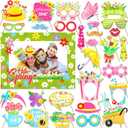 HOWAF Hello Spring Photo Booth Props, 30pcs Colorful Spring Photo Props with Spring Flower Photo Frame for Spring Easter Party Decorations Spring Butterfly Selfie Props
