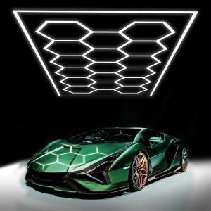 Hexagon Garage Light, 94 Pack Super Bigger Size 5.4x2.4m 800W 6500K 88000LM 17 Hexagon LED Lights with Frame Car Detailing LED Garage Ceiling Lights for Gym Basement Warehouse Detailing Workshop