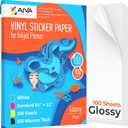 Printable Vinyl Sticker Paper - Waterproof Decal Paper for Inkjet Printer - 100 Self-Adhesive Sheets - Glossy White - Standard Letter Size 8.5"x11"