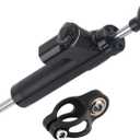 Steering Damper, Black CNC Machined Aluminum Universal Motorcycle Steering Damper Stabilizer Linear Reversed Safety Control with Mounting Bracket for Most of Motorcycles
