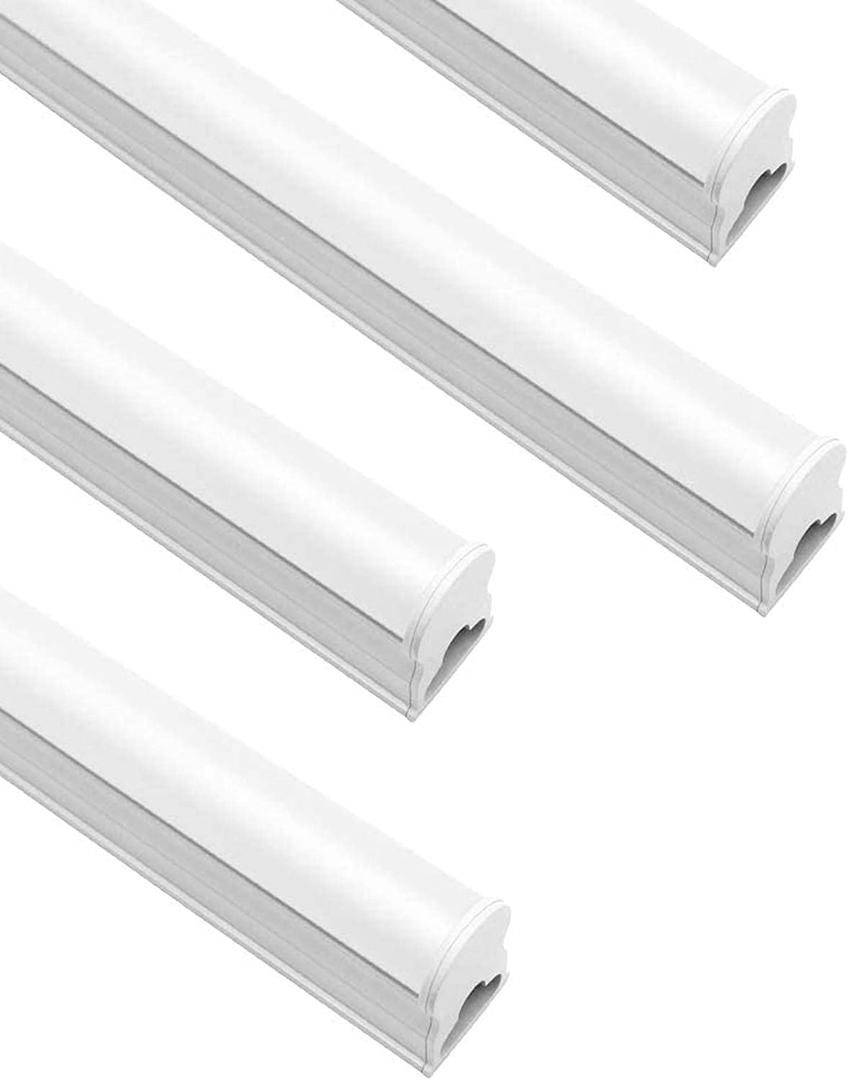 LightingWill T5 Integrated Fixture 4FT, Daylight White 6000-6500K, 20W, Linkable LED Shop Light, LED Ceiling and Under Cabinet Light,Corded Electric with Built-in ON/Off Switch, Pack of 4 
