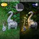 RM ROOMERS Elephant Garden Decor, 2 PCS Elephant Sculptures for Outdoor Resin Solar Elephant Statues Watering, Elephant Decor for Yard, Animal Statues for Patio, Birthday Gifts for Women (Grey and Black)