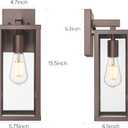 Outdoor Wall Light with Clear Glass, Anti-Rust Exterior Wall Sconce, Weather Resistant Outdoor Lantern, Exterior Lighting for Porch, Patio, Garage, Entryway (Oil-Rubbed Bronze, 15.5"Height-1 Pack)