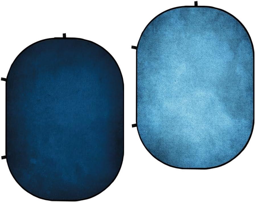 Kate Collapsible Backdrop Pop Up Backdrops Portable Folded Blue Background for Portrait Photography, for Video Conference, for Live Stream, 5x6.5ft (CB03)