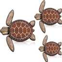 Bucherry 3 Sizes Wooden Sea Turtle Wall Decor Turtle Wall Art Beach Theme Art Decorations Vintage Coastal Ornaments for Pool Home Lake House Bathroom Garden Indoor Outdoor(Brown)