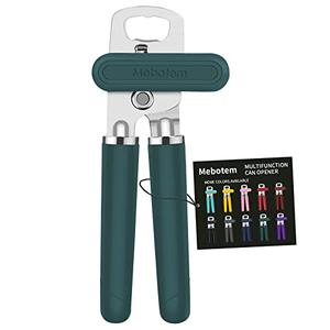 Mebotem 10 Colors Can Opener Manual Handheld Heavy Duty Hand Can Opener Smooth Edge Stainless Steel Can Openers Top Lid Kitchen Gadgets, Best Large Rated Easy Turn Knob, with Bottle Opener, Emerald