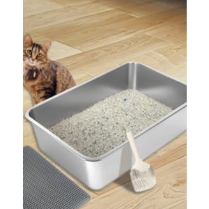 UWANGPET Stainless Steel Cat Litter Box,Odour Proof Litter Pan, Non-Stick, Easy to Clean, Rust Resistant, Non-Slip Rubber Feet