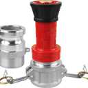 NOVINO Fire Hose Nozzle,2 inch NPSH Heavy-Duty Industrial Fire Hose Constant Flow Fog Nozzle with 2pcs 2" Aluminum Camlock Fitting Coupling Equipment