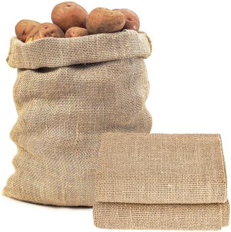 MAQIHAN 2 PCS Burlap Sack - 18.5" x 27.5" Burlap Bags for Plants High Density Natural Jute Bag of Potatoes Plant Grow Bags with Rope Potato Sacks Race Bags Potato Storage,Multipurpose