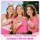 Y1tvei Breast Cancer Awareness Mirrors - 36Pcs Pink Ribbon Motivational Encourage Gift for Christian, Survivor Portable Mini Mirror Inspirational Thanksgiving Birthday Gifts for Christmas Party Favors