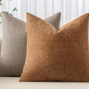 MIULEE Pack of 2 Decorative Throw Pillow Covers Soft Chenille Throw Pillows Solid Neutral Farmhouse Textured Cushion Covers for Couch Sofa Bedroom Living Room 20x20 Inch, Brown, Taupe Grey