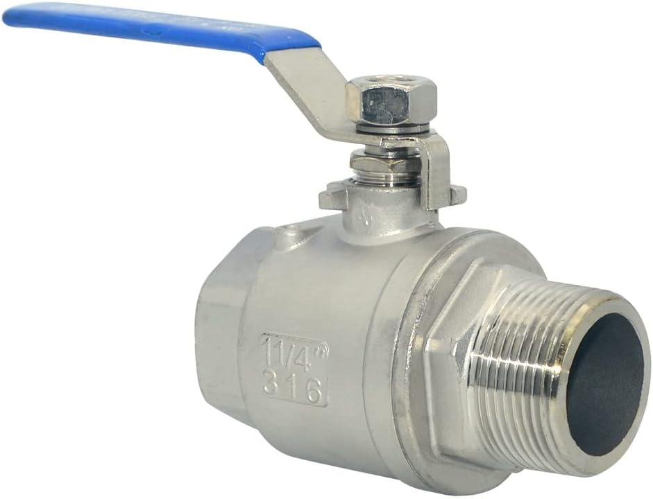 VARMHUS Full Port Ball Valve S304 Stainless Steel 304 Heavy Duty for Water, Oil, and Gas,1000WOG (1-1/4")