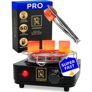 PRO Hookah Coal Burner for Hookah Cubes 500W with grid  BLACK HEAT Charcoal Burner Electric for Shisha with grill & FREE Hooka Tongs - Strong Durable 304 Steel Coil