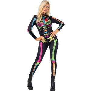 Morph Skeleton Costume Women, Womens Skeleton Bodysuit, Halloween Skeletons Costumes For Women (Small)