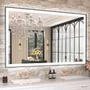 LED Bathroom Mirror with Black Frame, 48" X30"