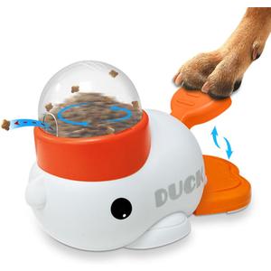 Dog Slow Feeder Puzzle Toy, 2-in-1 Interactive Duck Shaped Puppy Treat Feeding Food Dispenser Mental Stimulation Toys for Small & Large Cats Dogs