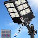 JAYNLT Y-2000W Solar Street Light, 200000LM 6500K Solar Flood Lights Outdoor Dusk to Dawn, 6500K IP67 Waterproof Parking lot Light Outdoor with Motion Sensor and Remote Control for Garage, Road (1Pack)