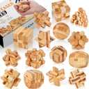 Wooden Brain Teaser Puzzles, 15pcs 3D Brain Teasers for Adults Teens Kids, Logic Mind Puzzle Box Lock Toy Removing Assembling 3D Small Puzzle Gift Set, Small 3D Unique IQ Hand Puzzles