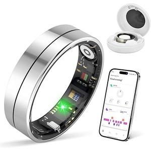 KppeX-X1 Smart Health Ring Kit-Nighttime Sleep Monitoring-Heart Rate-5ATM Waterproof Exercise Recording Fitness Tracker-No Subscription Fee Mixed#Steel Color (11#)