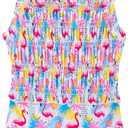 Toddler Swimsuit Girl Bathing Suits One-Piece Swimwear Adjustable Shoulder Straps Smocked 2-6T