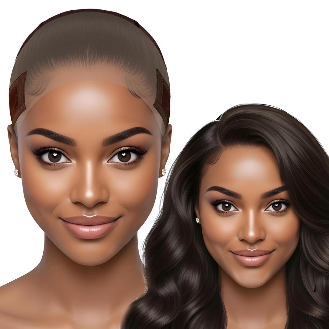 Max Lace Wig Caps For Women Non Slip Lace Front - Breathable Adjustable Wig Grip Cap For Glueless Wigs Securely in Place, Wig Reusable HD Lace Cap with Headband, One Size Fits Most (Brown)