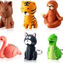 Kenning 6 Pieces Animal Flashlight Keychain Mini Pediatric Nurse Flashlight Badge Reel Pediatric Pen Lights Keychain for Nursing Staff Urgent Care(Funny)
