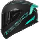 HAX Obsidian Full Face Dual Visor Adult Motorcycle Helmet for Motorbike Street Bike with Pinlock Ready DOT Approved Matte Black Aqua S