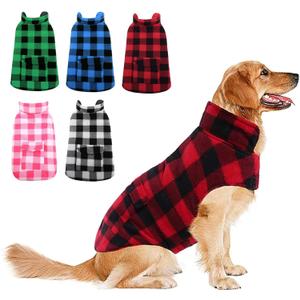 ASENKU Dog Winter Coat, Fleece Doggie Jacket Plaid Reversible Vest Waterproof Windproof Cold Weather Clothes for Small Medium Large Dogs(L,Red)
