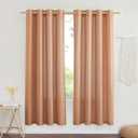 NICETOWN Thick Linen Burlap Terracotta Curtains, Privacy Curtains That Let Light in Window Treatments Linen Blend Drapes for Living Room/Girls Bedroom, W55 x L72, 2 Panels