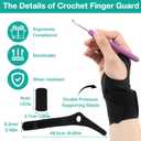 Qianyu 2 Pack Ergonomic Crochet Hooks Gloves and 10 Pack Finger Sleeves Crochet Hook Grips Wrist Supports Crochets Supplies Comfortable Accessories for Knitting Crochets Lover