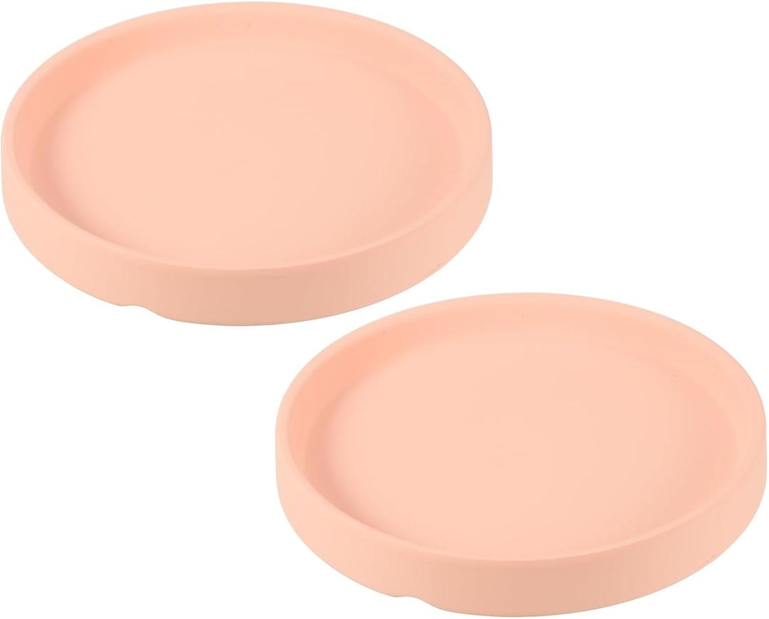 2 Pcs Plant Saucer - Round Ceramic Drip Tray Drainage Apply to Outdoor/Garden Planter Pot (4.5 Inch, Pink)