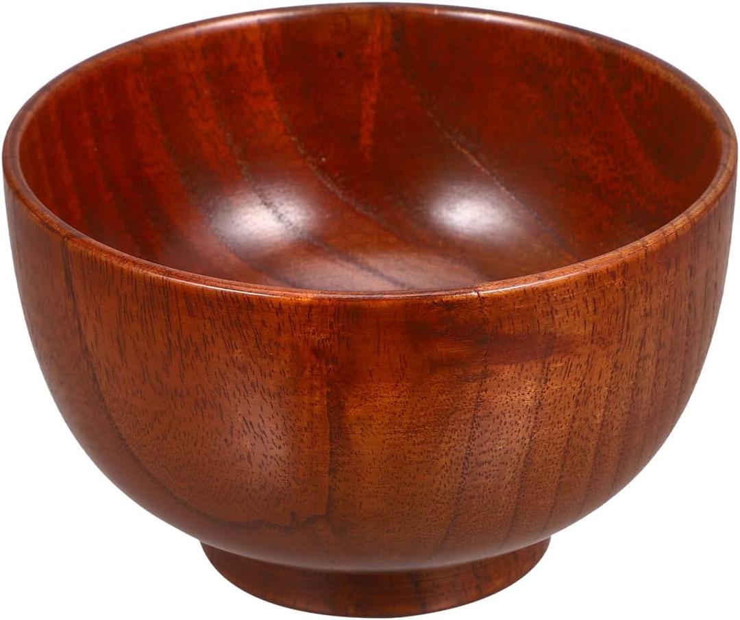 Hemoton Wooden Salad Bowl 5.1 Inch Small Wood Bowl for Food Serving Fruit Tray and Mixing Kitchen Tableware