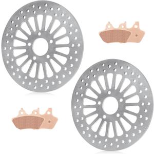 Front Brake Rotors Pads Set for Harley Davidson Electra Glide for Road King for Road Glide for Street Glide, for FLHR,FLHRI/FLHT/FLHTI/FLHTCU/FLHTC/FLHX, 2000-2007, 11.5" 2pcs