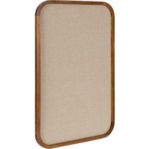 Kate and Laurel Hutton Transitional Pinboard, 20 x 30, Rustic Brown, Radius Rectangle Wall Organizer with Fabric Pinning Surface