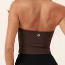 SUUKSESS Women Padded Halter Sports Bra Backless Longline Workout Crop Tank Tops (Brown, L)