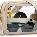 Clear Bag for Stadium Events, Clear Purse Stadium Approved Crossbody Bag for Concerts Sports Festivals Events Women (Light Taupe)