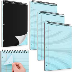 3 Pack 8.5" x 11" Top Spiral Notebook with 3 Hole Punched Blue Legal Pads College Ruled Notepad 50 Sheets Hard Cardboard Paper Wirebound Notepad for Office School Business