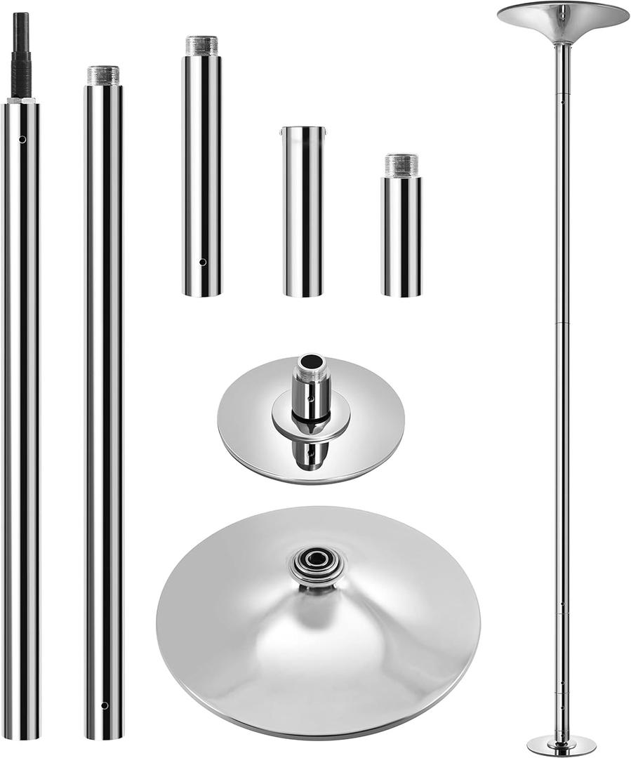 Yaheetech Professional Dance Pole Spinning Static Dancing Pole Portable Removable 45mm Dance Pole Kit for Exercise Club Party Pub Home w/Tools, Silver