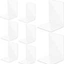 4 Pairs Acrylic Book Ends, Clear Acrylic Bookends for Book Shelves, Plastic Bookends Desktop Book Organizer Decoration Gift Stationery Supplies for School Office Library (5.1 x 3.9 x 3.9 in)