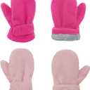 American Trends 2 Pairs Toddler Mittens Unisex Lined Fleece Gloves Winter Warm kids Mitten for Baby Boys and Girls (L(Fits 2-4 years), Rose Red&pink)