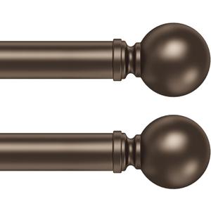 Hei!Dear 2 Pack Bronze Curtain Rods for window 20 to 40 Inches(1.67-3.33 Feet), Adjustable 5/8 inch, HeavyDuty Decorative Drapery Rods,Small Window Rods Set,Size: 18"-45",Bronze