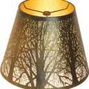Small Metal Lampshade Forest Etching Forest Lamp Shade Pattern 6'' Top 10'' Bottom Height 7.5'' Fits For Table Lamps And Floor Lamps Spider Fitter Out Black in Gold ALUCSET lampshade