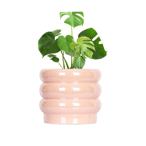 10 inch Ceramic Plant Pots for Indoor Plants, Rainbow Pearl Glaze Planter with Planters for Plants with Drainage Hole, Orchid Pots, Succulent Pot, Large Flower Pot (Pink) 2 Pack